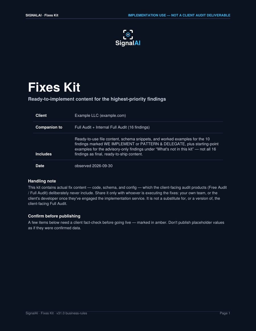 Sample Fixes Kit, page 1